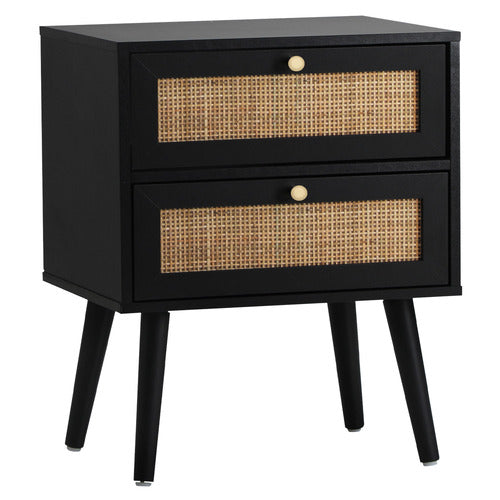 LIVING FUSION BLACK ASHER BEDSIDE TABLE