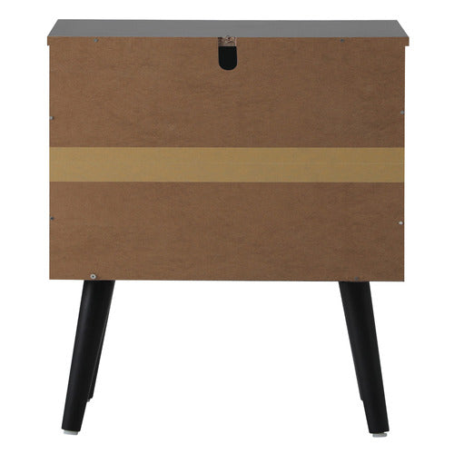 LIVING FUSION BLACK ASHER BEDSIDE TABLE