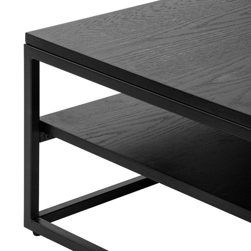 BLACK BORAS 120CM COFFEE TABLE WITH SHELF