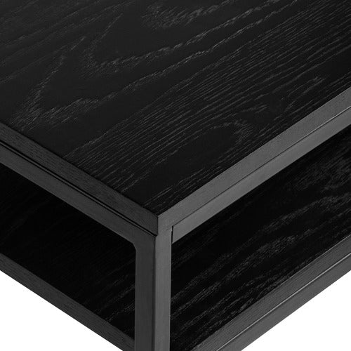BLACK BORAS 120CM COFFEE TABLE WITH SHELF