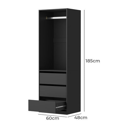 LIVING FUSION BLACK CASSANDRA 3 DRAWER WARDROBE