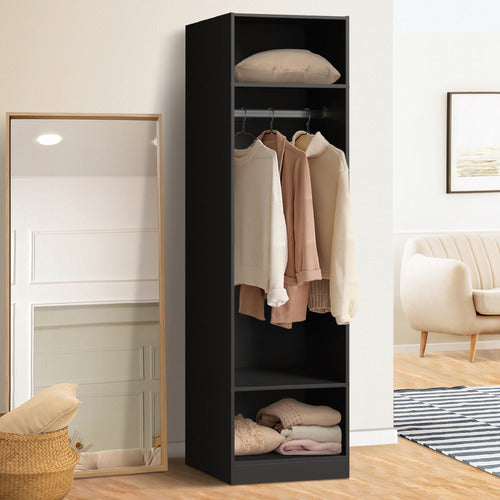 LIVING FUSION BLACK CASSANDRA 3 SHELF & HANGING WARDROBE