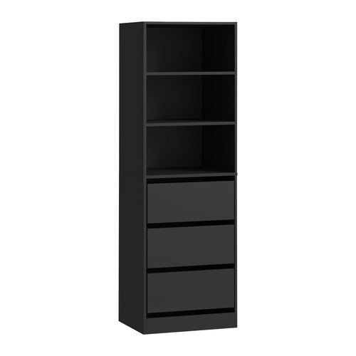 LIVING FUSION BLACK CASSANDRA 3 SHELF 3 DRAWER WARDROBE