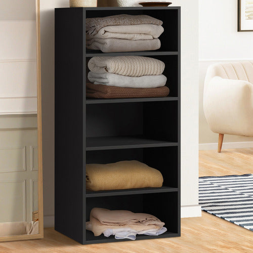 LIVING FUSION BLACK CASSANDRA 5 SHELF WARDROBE