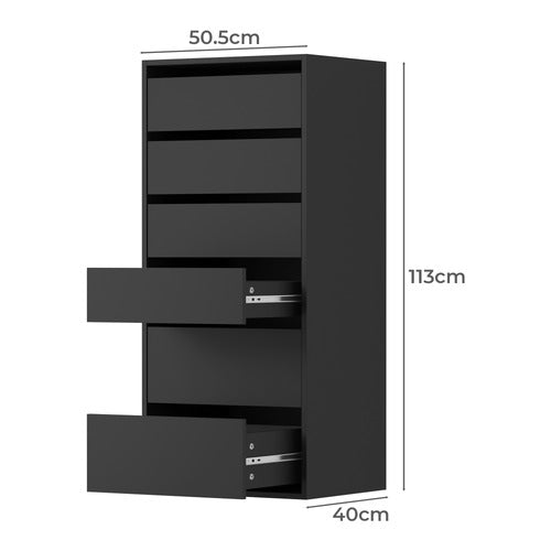 LIVING FUSION BLACK CASSANDRA 6 DRAWER WARDROBE