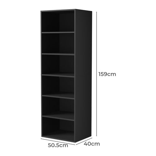 LIVING FUSION BLACK CASSANDRA 6 SHELF WARDROBE