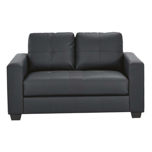 MIKASA FURNITURE BLACK CHARITON 2 SEATER FAUX LEATHER SOFA