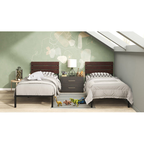 STUDIO HOME BLACK CIRIA METAL & BAMBOO BED