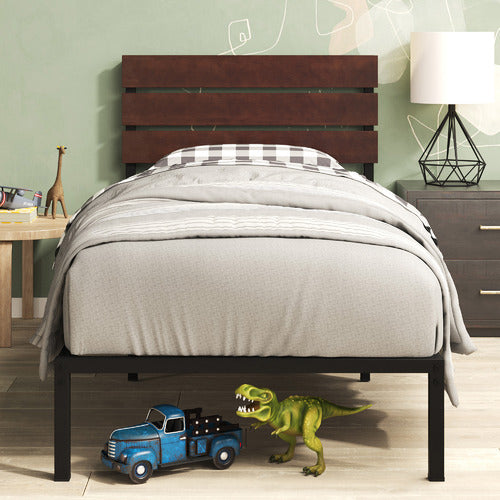 STUDIO HOME BLACK CIRIA METAL & BAMBOO BED
