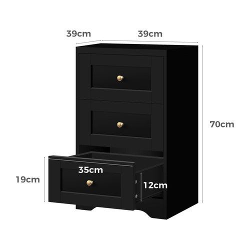 HOXTON ROOM WILLOW 3 DRAWER BEDSIDE TABLE
