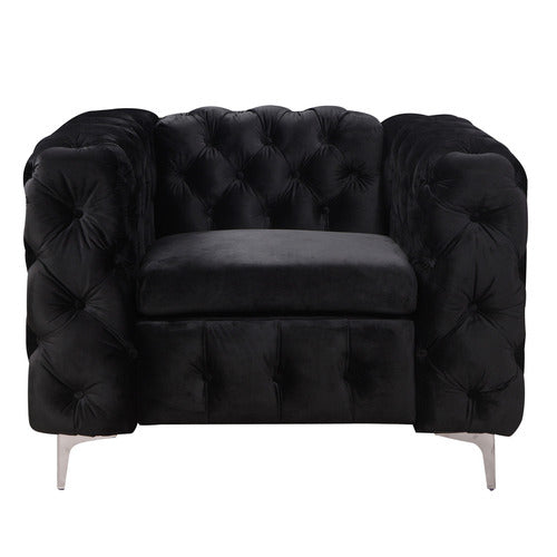 SOUTHERN STYLERS BLACK EDDARD VELVET ARMCHAIR