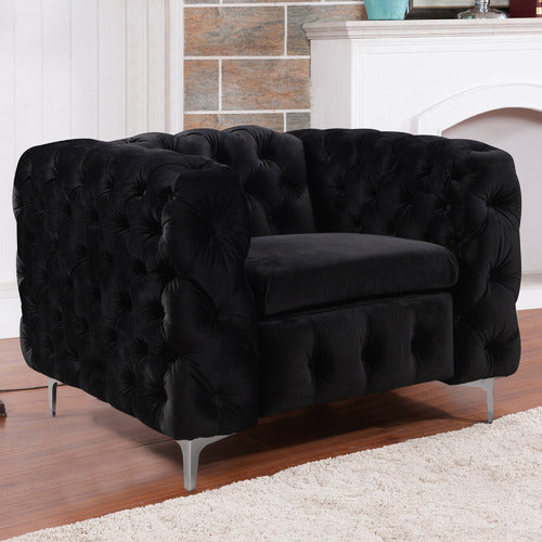 SOUTHERN STYLERS BLACK EDDARD VELVET ARMCHAIR