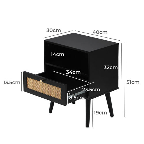 LIVING FUSION BLACK ERIN BEDSIDE TABLE