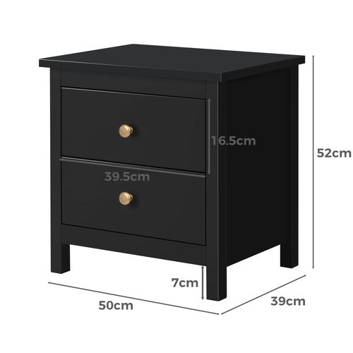 HOXTON ROOM GEOFFREY 2 DRAWER BEDSIDE TABLE