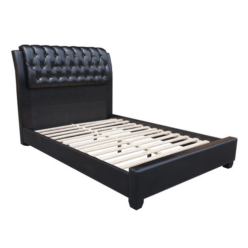 MIKASA FURNITURE BLACK MADRON FAUX LEATHER BED