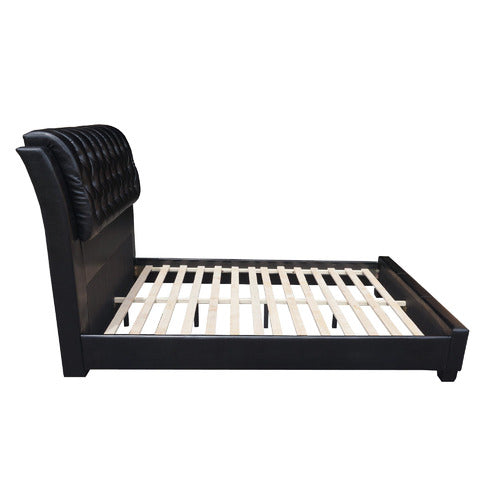 MIKASA FURNITURE BLACK MADRON FAUX LEATHER BED