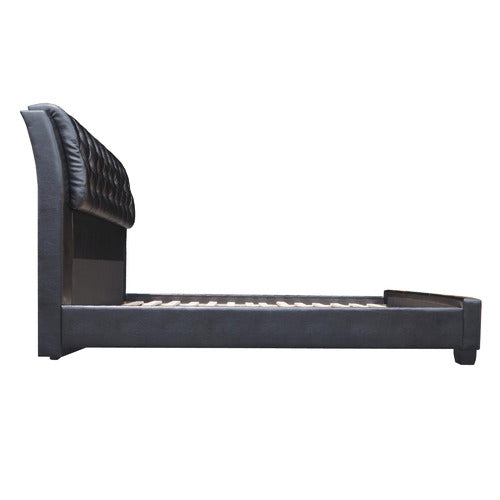 MIKASA FURNITURE BLACK MADRON FAUX LEATHER BED