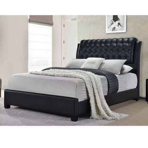 MIKASA FURNITURE BLACK MADRON FAUX LEATHER BED