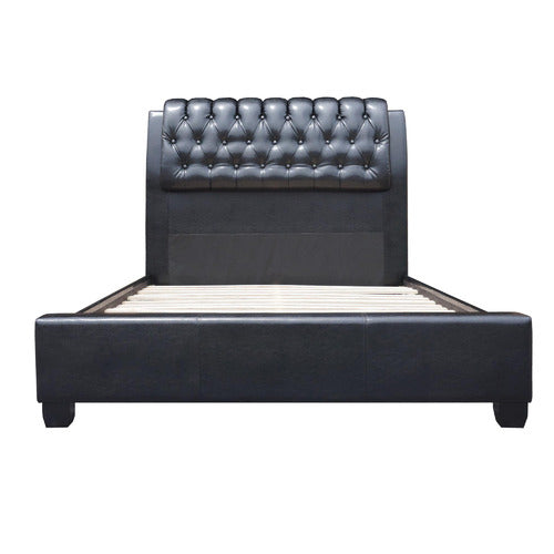 MIKASA FURNITURE BLACK MADRON FAUX LEATHER BED