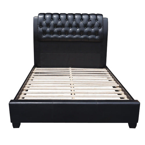 MIKASA FURNITURE BLACK MADRON FAUX LEATHER BED
