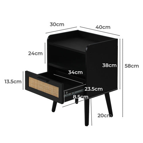 LIVING FUSION BLACK REO BEDSIDE TABLE