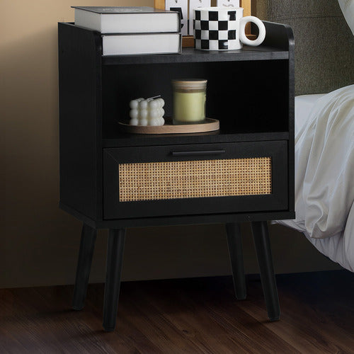 LIVING FUSION BLACK REO BEDSIDE TABLE