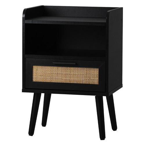 LIVING FUSION BLACK REO BEDSIDE TABLE