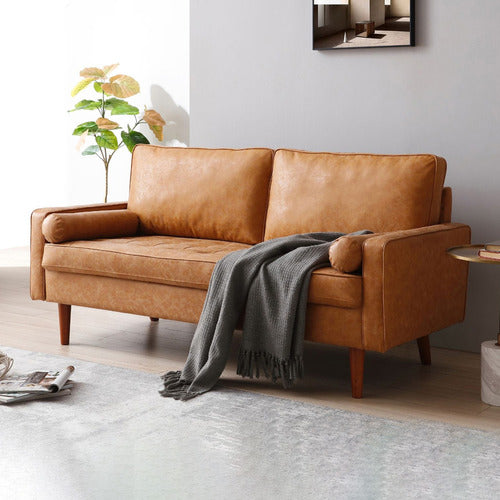 MIKASA FURNITURE BLACKBURN 2.5 SEATER FAUX LEATHER SOFA