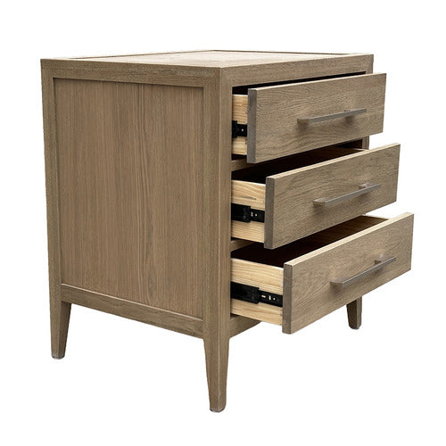 HAMILTON FURNITURE BLANCHARD OAK WOOD 3 DRAWER BEDSIDE TABLE