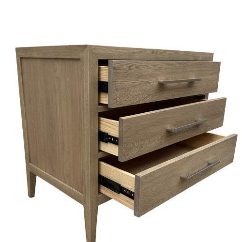 HAMILTON FURNITURE BLANCHARD OAK WOOD 3 DRAWER BEDSIDE TABLE