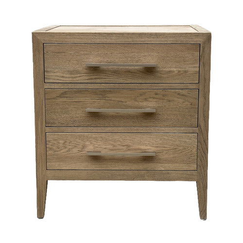 HAMILTON FURNITURE BLANCHARD OAK WOOD 3 DRAWER BEDSIDE TABLE