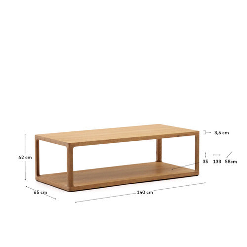 LINEA FURNITURE BONNIE OAK WOOD COFFEE TABLE