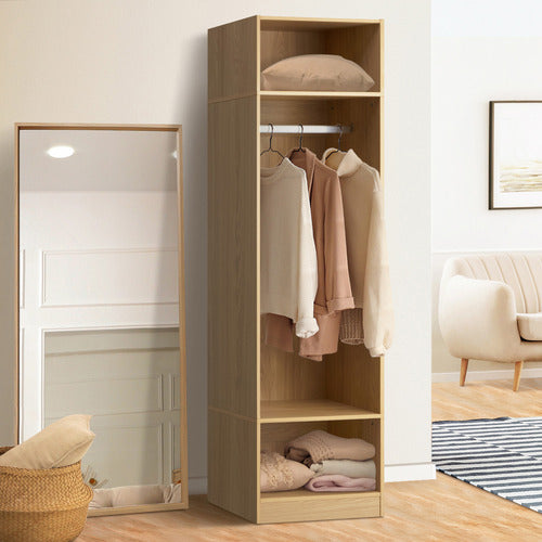 LIVING FUSION NATURAL CASSANDRA 3 SHELF & HANGING WARDROBE