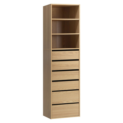 LIVING FUSION NATURAL CASSANDRA 6 DRAWER 3 SHELF WARDROBE