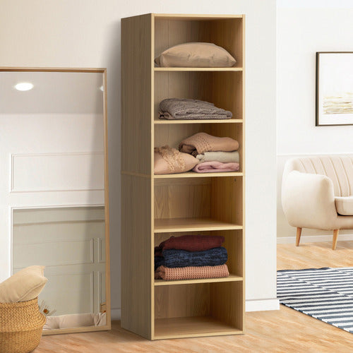 LIVING FUSION NATURAL CASSANDRA 6 SHELF WARDROBE