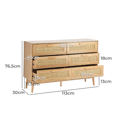 LIVING FUSION HOLLY RATTAN 6 DRAWER CHEST