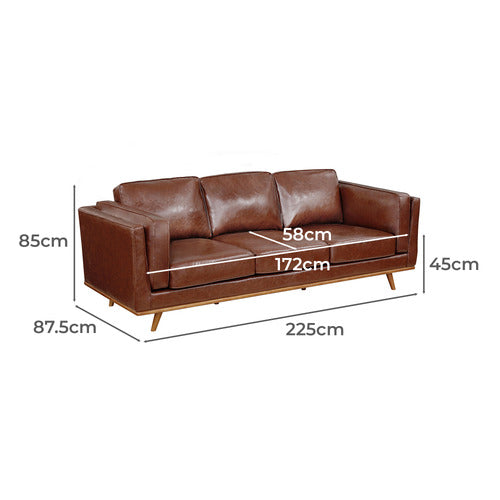 SOUTHERN STYLERS BROWN BROOKLYN FAUX LEATHER 3 SEATER SOFA