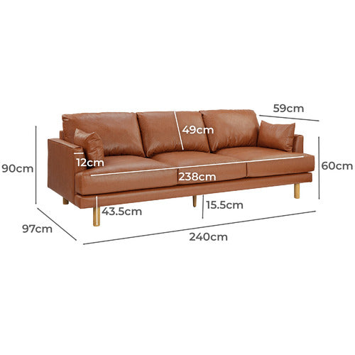 BUNGALOW PREMIUM 3 SEATER FAUX LEATHER SOFA