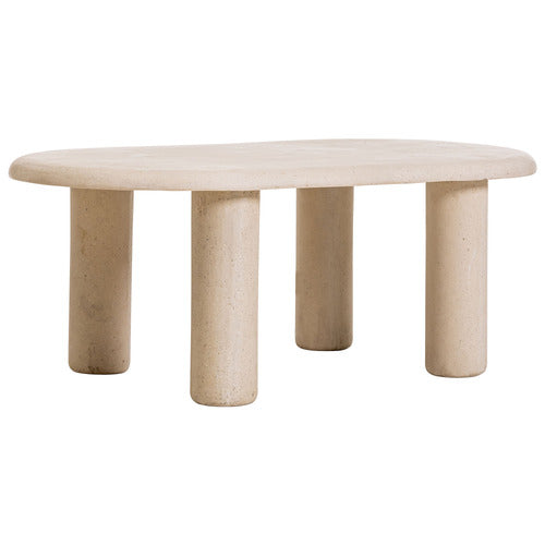 BYRON TRAVERTINE-LOOK OUTDOOR COFFEE TABLE