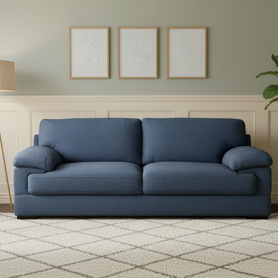 CANDACE FABRIC 3 SEATER SOFA NAVY