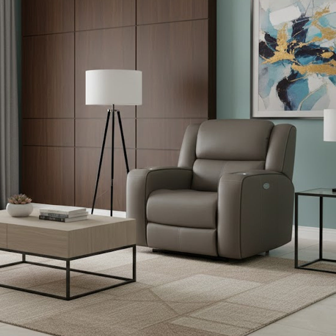 CAPALDI LEATHER ELECTRIC RECLINER GREY