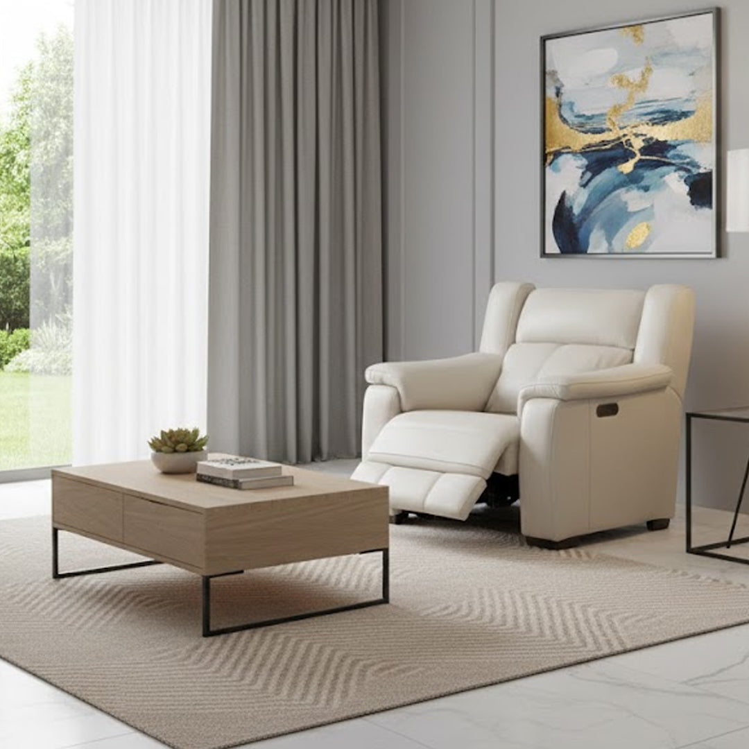CAPELLO LEATHER ELECTRIC RECLINER BEIGE