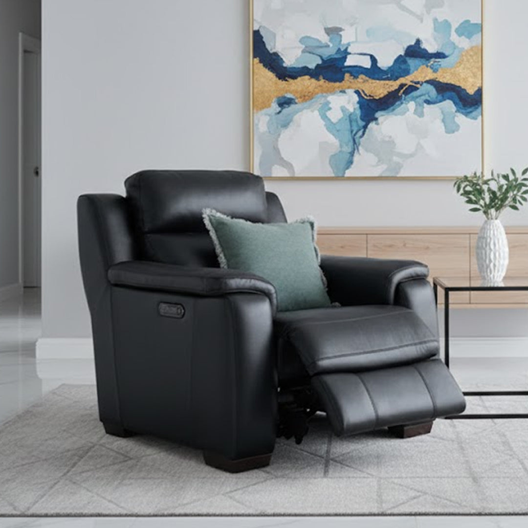 CAPELLO LEATHER ELECTRIC RECLINER BLACK