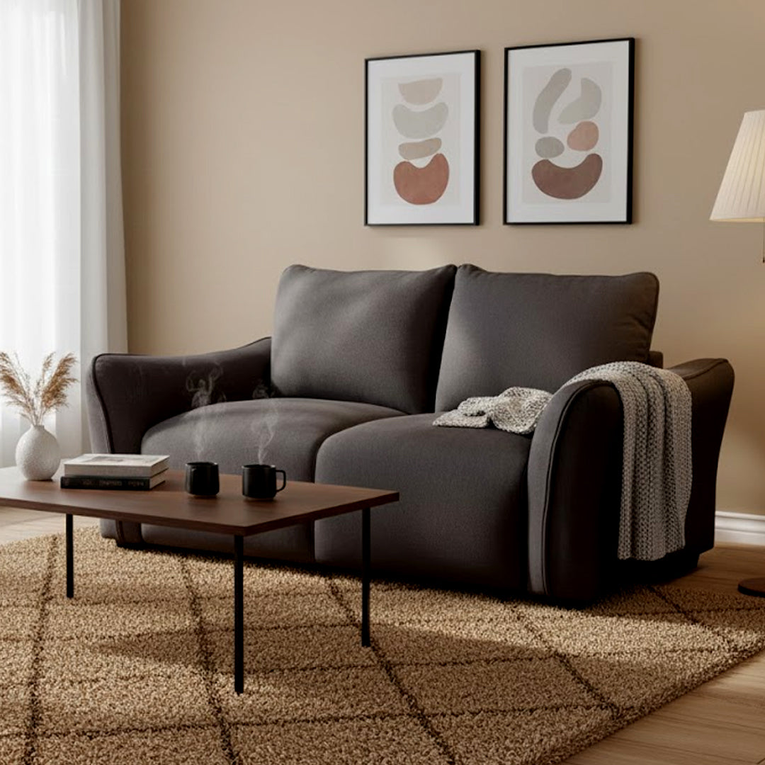 CARMELLO FABRIC 2 SEATER SOFA DARK GREY