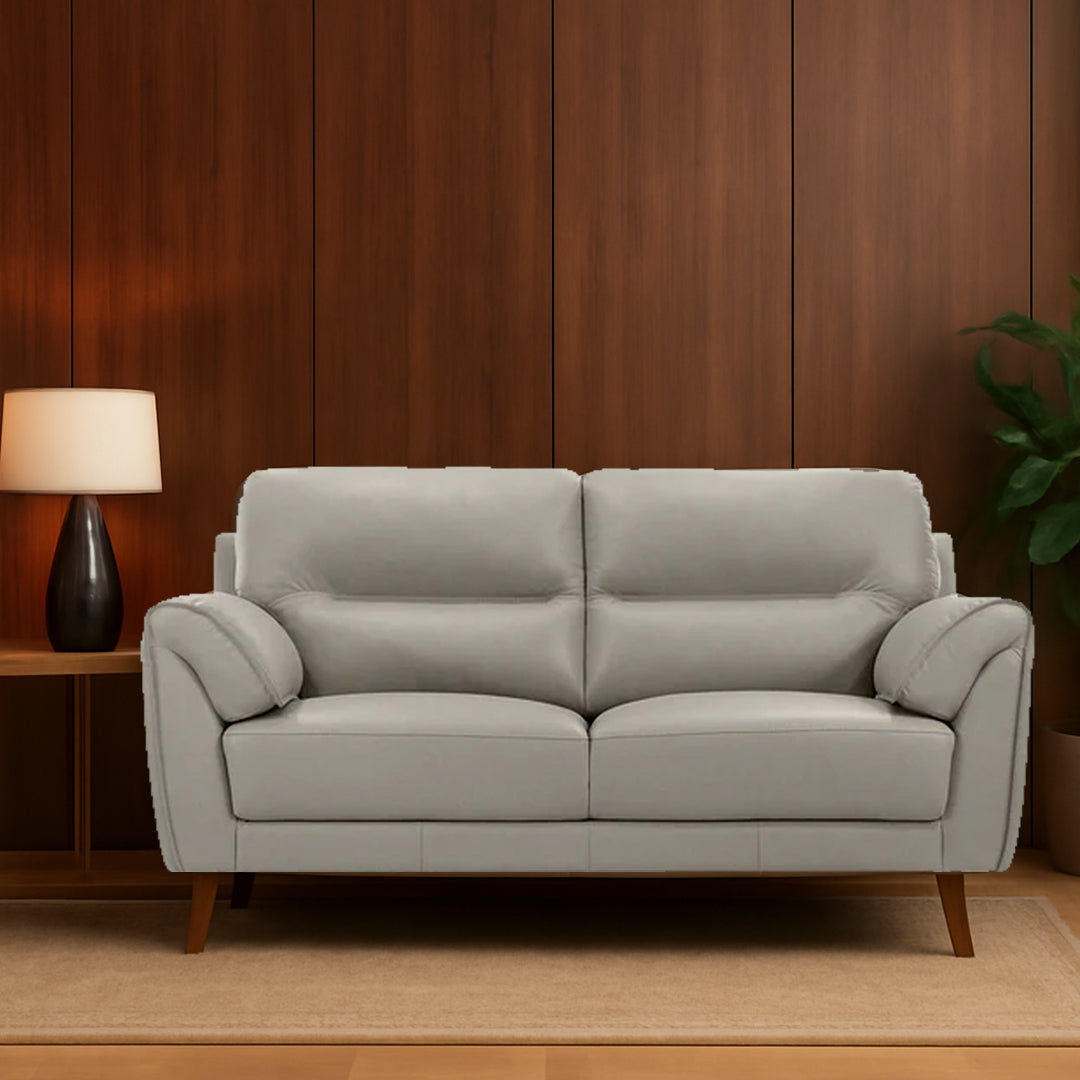CARNABY LEATHER 2 SEATER SOFA LIGHT GREY