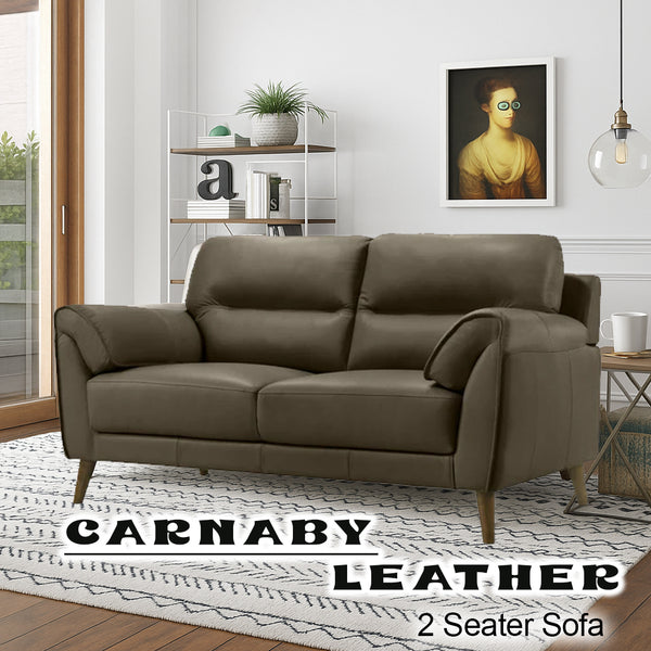CARNABY LEATHER 2 Seater Sofa OLIVE GREENStyleContemporary