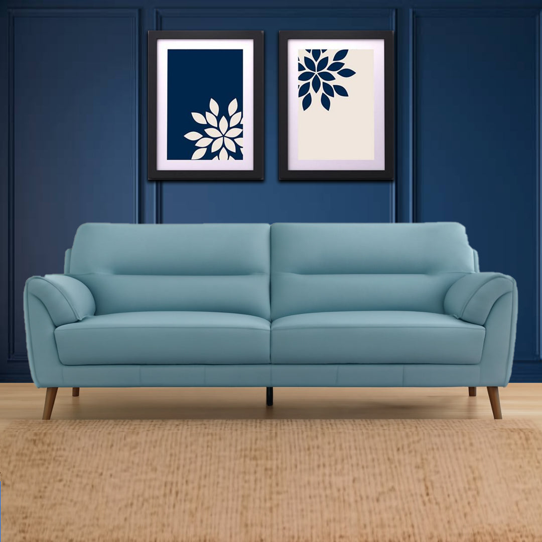 CARNABY LEATHER 3 SEATER SOFA BLUE