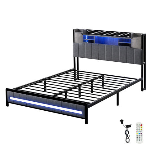 OAKLEIGH HOME CAIO PLATFORM BED WITH LED & CHARGING STATION