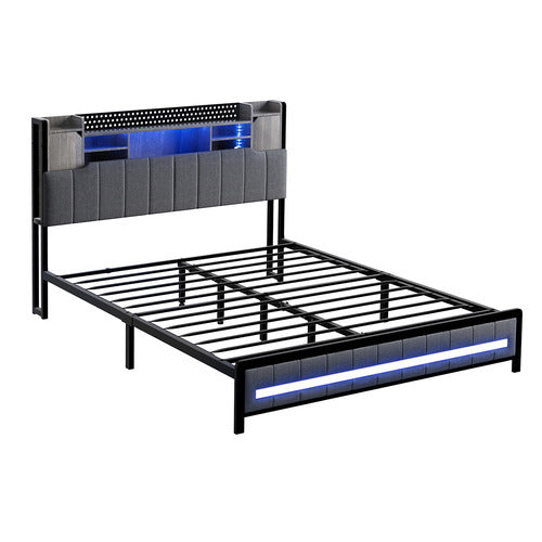 OAKLEIGH HOME CAIO PLATFORM BED WITH LED & CHARGING STATION