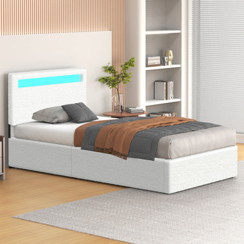 HOXTON ROOM CALEDON BOUCLE GAS LIFT STORAGE BED WITH LED